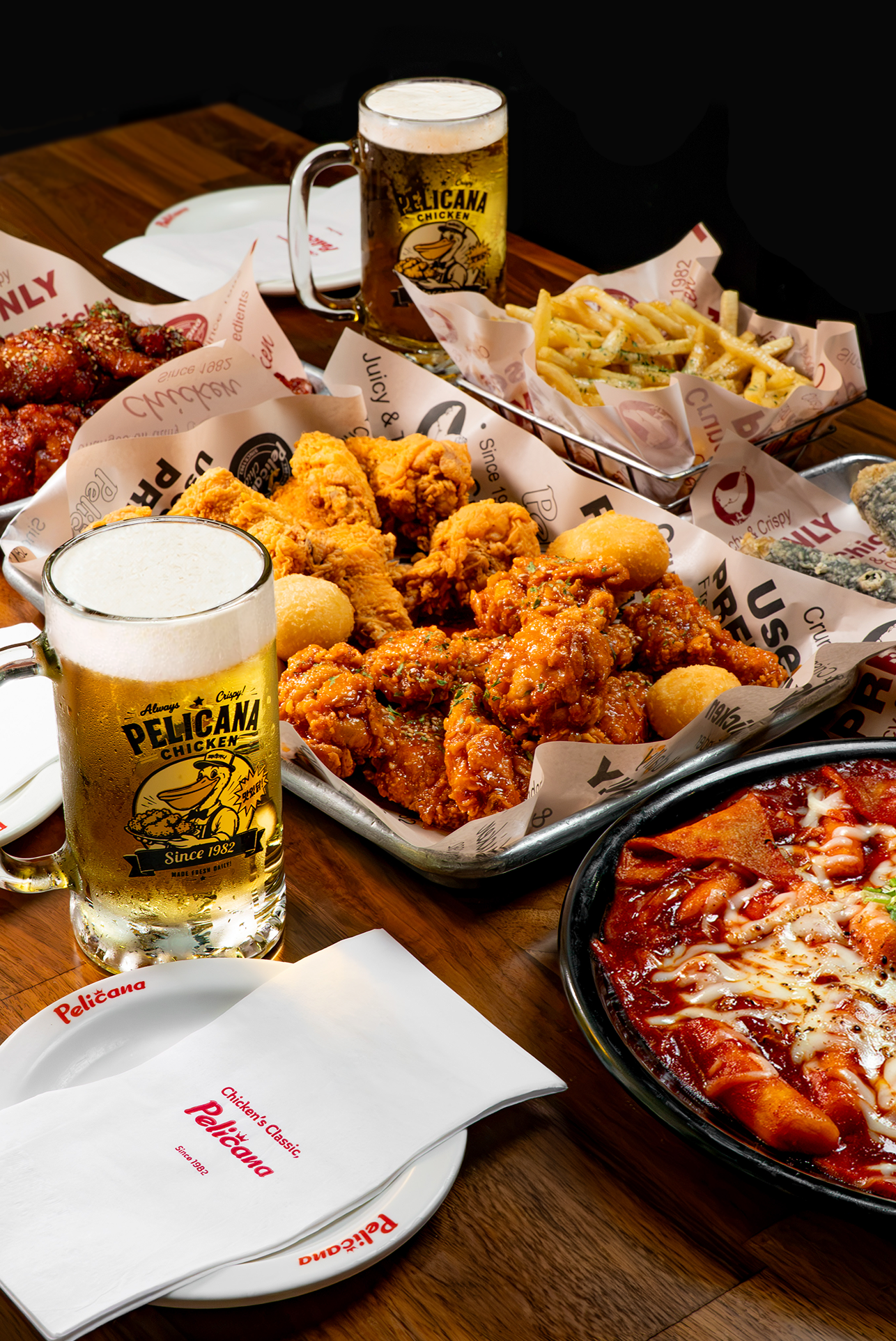 Pelicana chicken, beer and sides